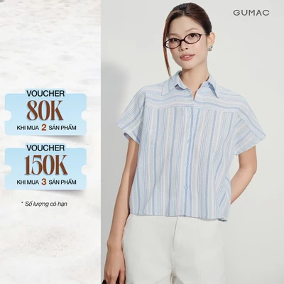 [VOUCHER 22%] Áo Sơ Mi Nữ GUMAC Form Boxy Tay Cánh Dơi Lai Ngang Phong Cách Hiện Đại Năng Động LAG08036