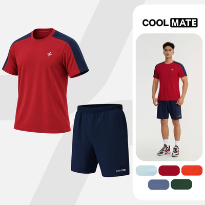 Set đồ thể thao nam áo thun Tshirt Exdry Sleeve block Quần Shorts 7 inch đa năng thoáng khí thấm hút nhanh khô Coolmate