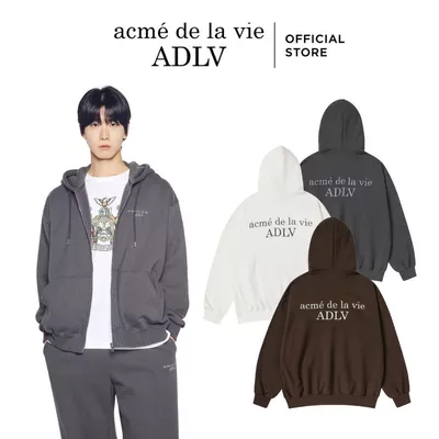 Áo Hoodie Kéo Khóa ADLV Basic Logo Napping dáng Oversized màu Than chì/Kem/Nâu đậm - Hàng chính hãng