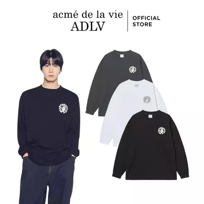 Áo thun dài tay ADLV Walking AC Bear dáng oversized màu Đen/Than chì/Trắng - Hàng chính hãng