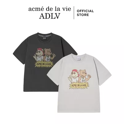 Áo Thun ADLV Rock And Roll AC Bear Pigment dáng oversized màu Than chì/Xám nhạt - Hàng chính hãng