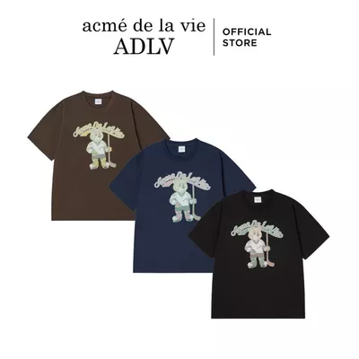 Áo Thun ADLV Vintage Mascot AC Bear dáng oversized màu Đen/Nâu đậm/Xanh Navy - Hàng chính hãng