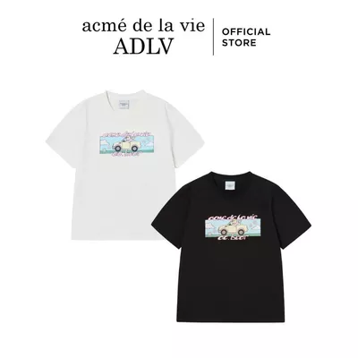 Áo Thun Nữ ADLV Happy Driver dáng oversized màu Đen/Kem - Hàng chính hãng