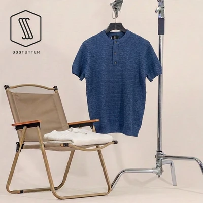 Áo Polo Len Nam SSSTUTTER AIR KNIT POLO Dệt Kim Cộc Tay Cổ Trụ 3 Khuy Form Basic