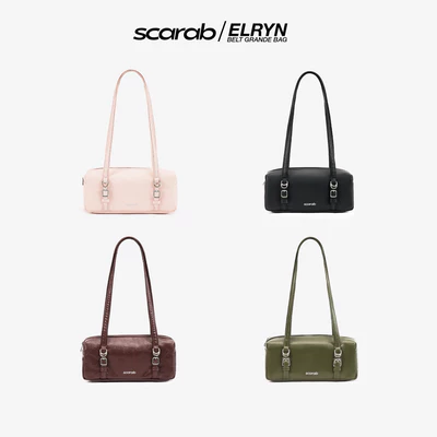 [QUÀ TẶNG] Scarab Túi Da Mềm Form Ngang Vintage Đeo Vai Hàn Quốc - Elryn Belt Grande Shoulder Bag