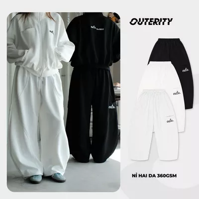 Quần Dài Outerity Classic Nỉ Hai Da 360gsm Ống Rộng / Local Brand Unisex Nam Nữ Đứng Form
