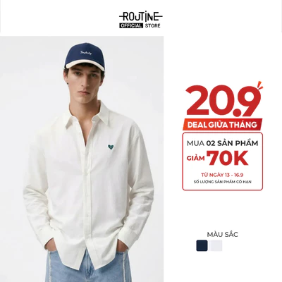[MEMDAY MUA 2 GIẢM 70K] Áo Sơ Mi Nam Tay Dài Oxford Thêu Form Loose - Routine 10F24SHL015R2