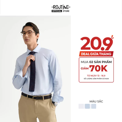 [20.9 MUA 2 GIẢM 70K - UP TO 20%++] Áo Sơ Mi Nam Tay Dài Dệt Dobby Form Fitted - Routine 10F24SHL092R1