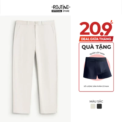 [20.9 TẶNG QUẦN] Quần Kaki Nam Cotton Trơn Form Slim Cropped - Routine 10F24PCA005