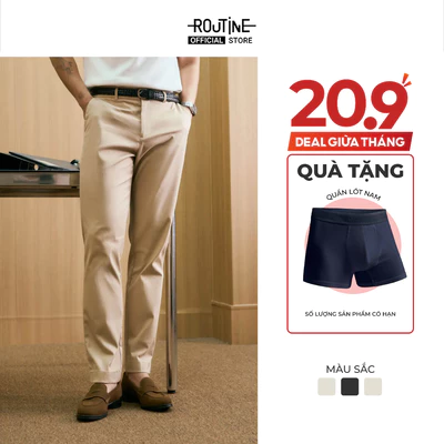 [20.9 TẶNG QUẦN] Quần Dài Kaki Nam Dobby Co Giãn Form Slim - Routine 10F25PCA015
