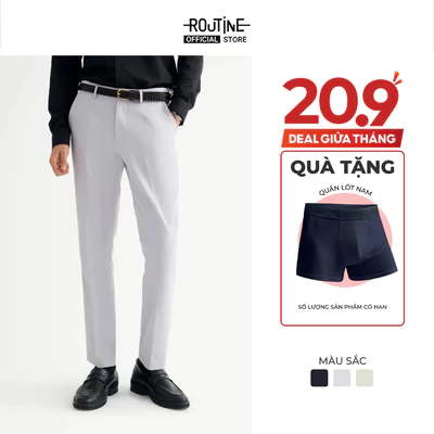 [20.9 TẶNG QUẦN] Quần Tây Nam Dài Trơn Lưng Chun Ẩn Form Slim - Routine 10S25PFO011
