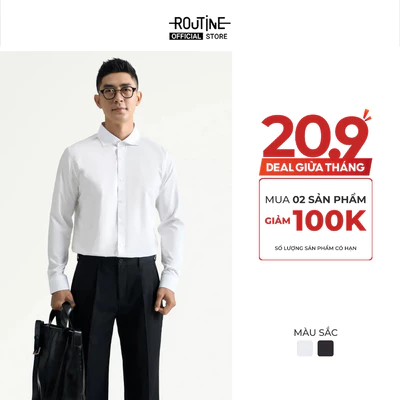 [20.9 MUA 2 GIẢM 100K,UP TO 20%++] Áo Sơ Mi Tay Dài Nam Modal Easy Care Form Fitted - Routine 10S26SHL057