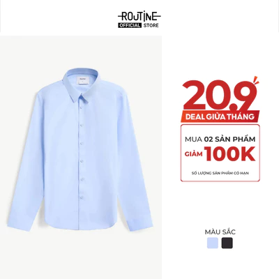 [20.9 MUA 2 GIẢM 100K - UP TO 20%++] Áo Sơ Mi Tay Dài Nam Bamboo Non Iron Form Fitted - Routine 10S26SHL056