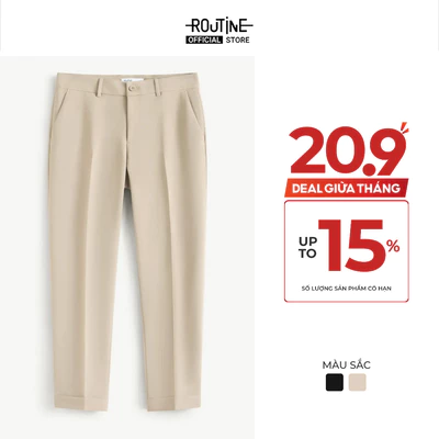 [UP TO 20%++] Quần Tây Đen Dài Trơn Form Slim Crop - Routine 10S25PFO001