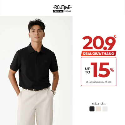 [UP TO 20%++] Áo Polo Nam Tay Ngắn Vải S.Café Trơn Form Fitted - Routine 10S25POL005