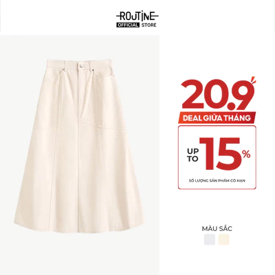 [UP TO 20%++] Chân Váy Denim Nữ Form Flared - Routine 10F25DSKW005