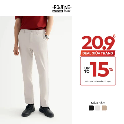 [UP TO 15%++] Quần Kaki Dài Nam Cotton Trơn Form Slim - Routine 10S25PCA016