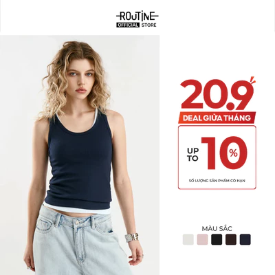 [UP TO 10%++] Áo Tanktop Ba Lỗ Nữ Có Mút Ngực Form Fitted - Routine 10S26TTOW027