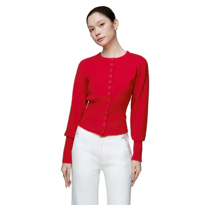 RUBIES Berlin Cardigan - Áo Dệt Kim Nữ Vải Len Lông Thỏ Tay Dài Cổ Tròn