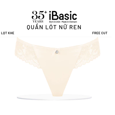 Quần lót nữ phom bikini lọt khe free cut phối ren logo iBasic PANW209