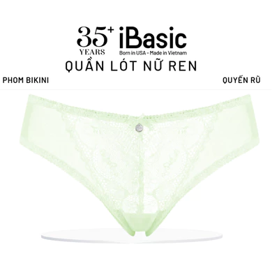 Quần lót nữ bikini ren logo phối lưới iBasic PANW210
