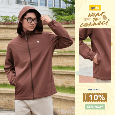 Áo khoác gió nam YODY thiết kế basic phối dây dệt, chống gió chống bụi MCWC26S001