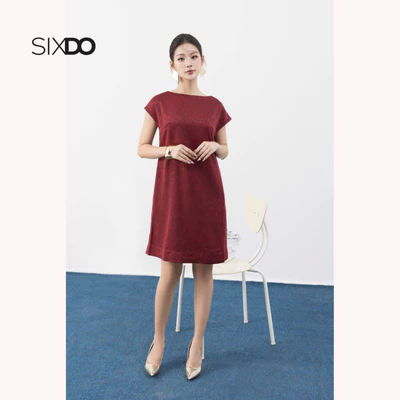 Đầm suông gấm cổ thuyền ngắn tay SIXDO ( Brocade Mini Dress)