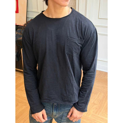 Áo Thun Nam B Brown Dài Tay Vải Cotton Xược Form Crop Viền Unfinished – Slub Cotton Long Sleeve T-Shirts ATDTSC01