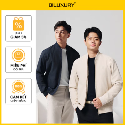 Áo Khoác Bomber Nam 1AG2T606 Biluxury Form Casual Hiệu Ứng Cào Chìm Chất Vải Cao Cấp Chống Nhăn Nhàu Siêu Nhẹ