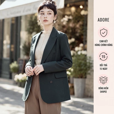 Blazer 2 hàng khuy basic màu rêu đá - 512BL1006 ADORE