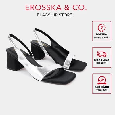 Erosska - Giày sandal cao gót mũi vuông  kiểu dáng sang trọng thời trang bạc cao 6cm - EM141
