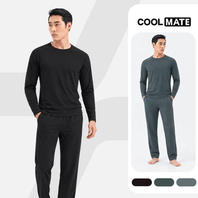 [MỚI]Set bộ nam dài tay Cotton Feel, set giữ nhiệt thu đông mềm mại thoải mái, chất liệu co giãn Coolmate