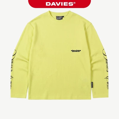 Áo tay dài form rộng hiphop DAVIES thun tổ ong vàng neon logo thêu in chữ 2 bên tay Neon Waffle Long Sleeve Tee | D-T73
