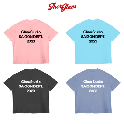 TheGlam CHÍNH HÃNG - Áo Thun Form Boxy "GLAM STUDIO 2023" UNISEX Màu Hồng/Xanh/Đen/Xanh Xám - 0906