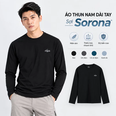 Áo Thun Nam Dài Tay 5S FASHION Sorona Expedition Màu Đen Mềm Êm Thấm Hút, Nhanh Khô M0ATH26010