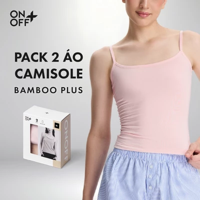 Hộp pack 2 áo hai dây chất liệu Cotton Bamboo thiết kế patch camisole với phom ôm tôn dáng ONOFF - 16IM26A201