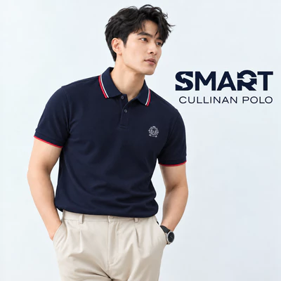 Áo polo nam CULLINAN POLO trơn bo tay kẻ thêu logo ngực phong cách lịch sự nam tính GSTP602
