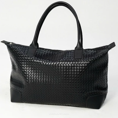 Túi xách Milano B Brown Tote Bag cỡ lớn hiệu ứng dập vân đan – Milano Woven Leather Bag B Brown