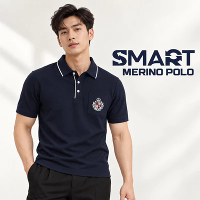 Áo Polo len MERINO POLO TORANO basic thêu logo ngực nam tính, gọn gàng và lịch lãm GWTE811