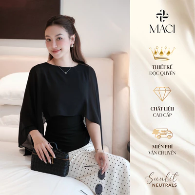 Áo Thun Hàn Thiết Kế Voan Choàng Thanh Lịch MACI MCAATDE0414 Thời Trang Nữ Thiết Kế Độc Quyền