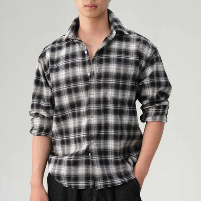Áo Sơ Mi Nam B Brown Dài Tay Cotton Kẻ Caro Form Relax Cổ Button Down – Maverick Relaxed Check Flannel Shirts B Brown