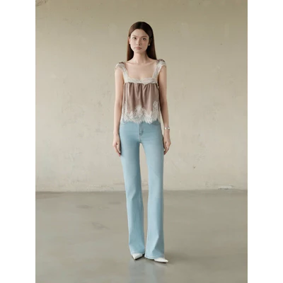 RUBIES Hesty Jeans - Quần Dài Nữ Vải Jean Mềm Ống Loe