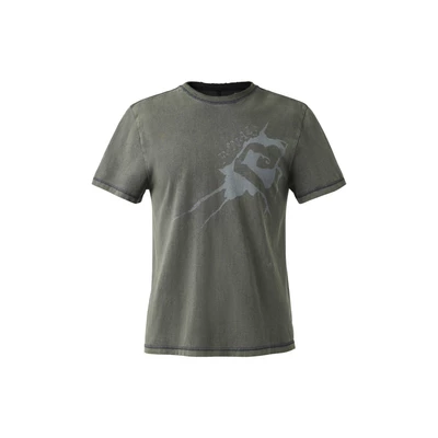 Áo Thun Unisex Màu Xám Ghi Wash Họa Tiết Form Ôm Slim Fit - BEUTER® DISTRESSED ‘Finale Ink Splash’ T-SHIRT - DARK GREY