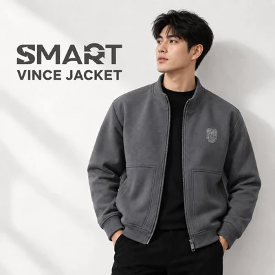 Áo khoác nỉ VINCE JACKET TORANO cổ cao thêu logo ngực dày dặn, vừa ấm vừa chất GWCS503