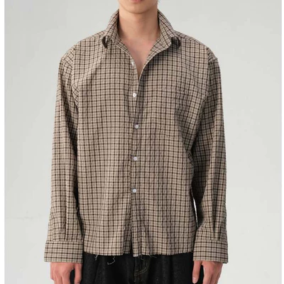 Áo Sơ Mi Nam B Brown Dài Tay Cotton Kẻ Caro Form Relax Cổ Button Down – Hazel Relaxed Check Shirts B Brown