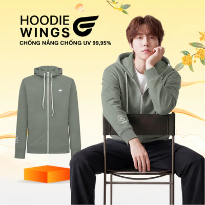 Áo Khoác Nam Cotton Chống Nắng Chống UV LIMEORANGE Hoodie Wings OM26027101