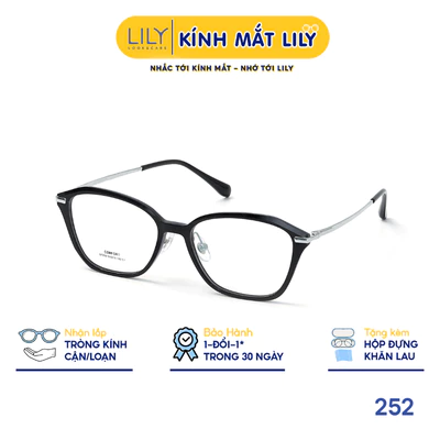 Gọng kính mắt mèo nam nữ LILYEYEWEAR chất liệu nhựa phối càng Titan cao cấp kiểu dáng hiện dại thời trang 252
