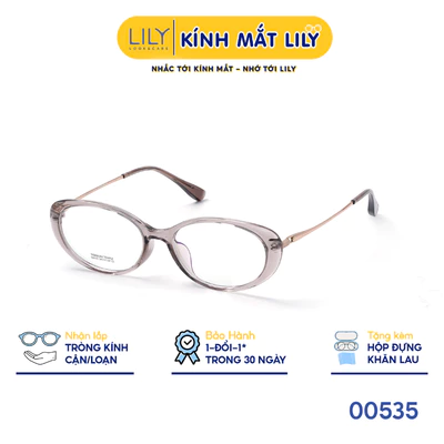 Gọng kính Oval nam nữ LILYEYEWEAR chất liệu nhựa phối càng Titan cao cấp kiểu dáng hiện dại thời trang 00535