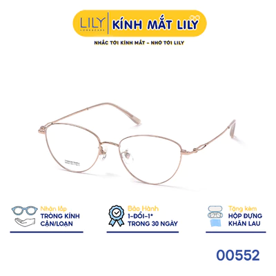 Gọng kính mắt mèo nam nữ LILYEYEWEAR chất liệu Titan cao cấp kiểu dáng hiện dại thời trang 00552