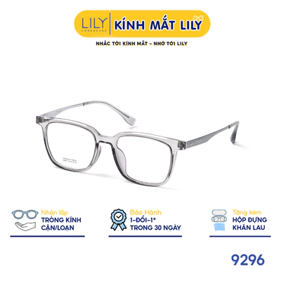 Gọng kính vuông nam nữ LILYEYEWEAR chất liệu nhựa phối càng Titan cao cấp kiểu dáng hiện dại thời trang 9296